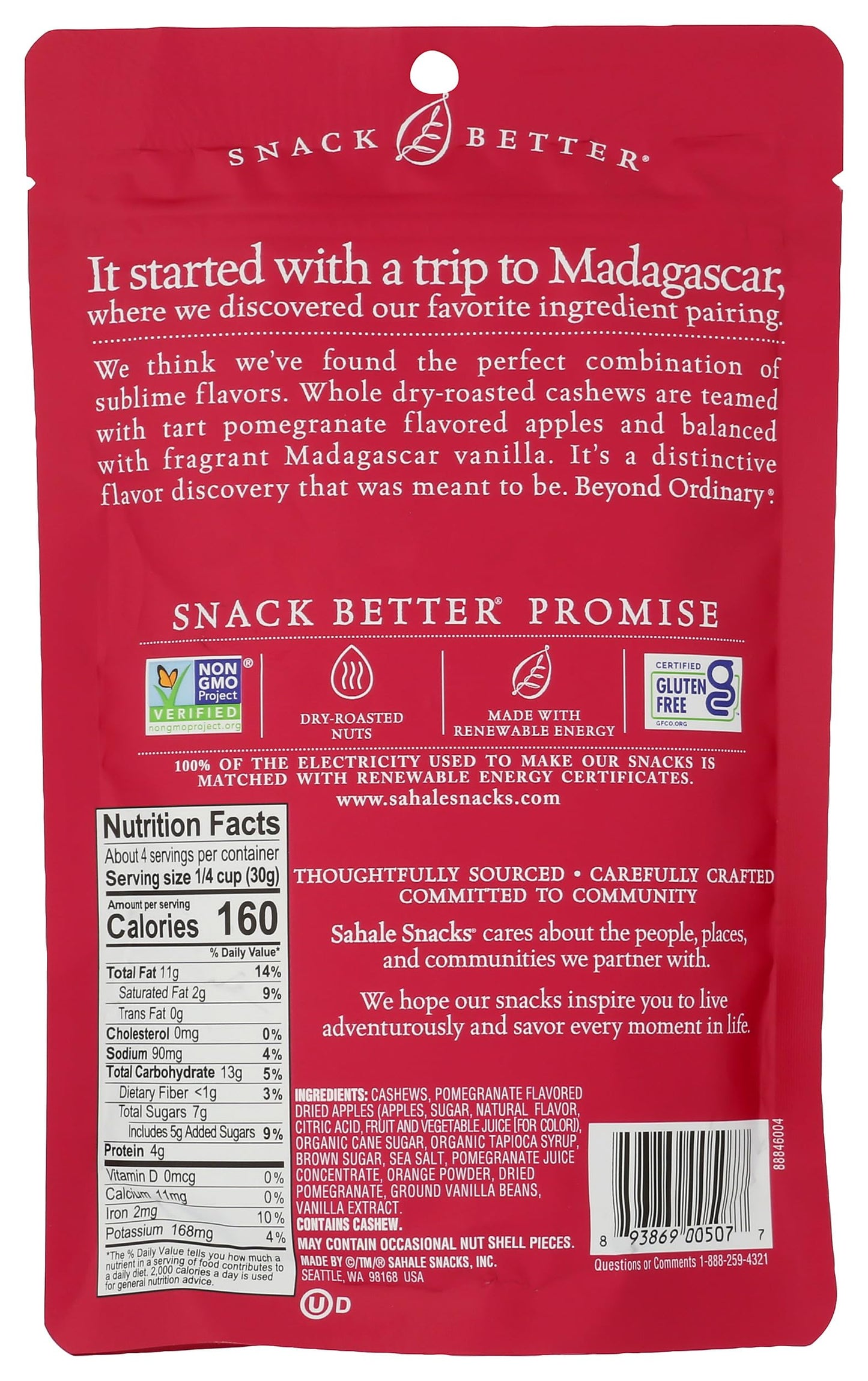 Sahale Snacks Glazed Mix, Pomegranate & Vanilla , 4 Oz