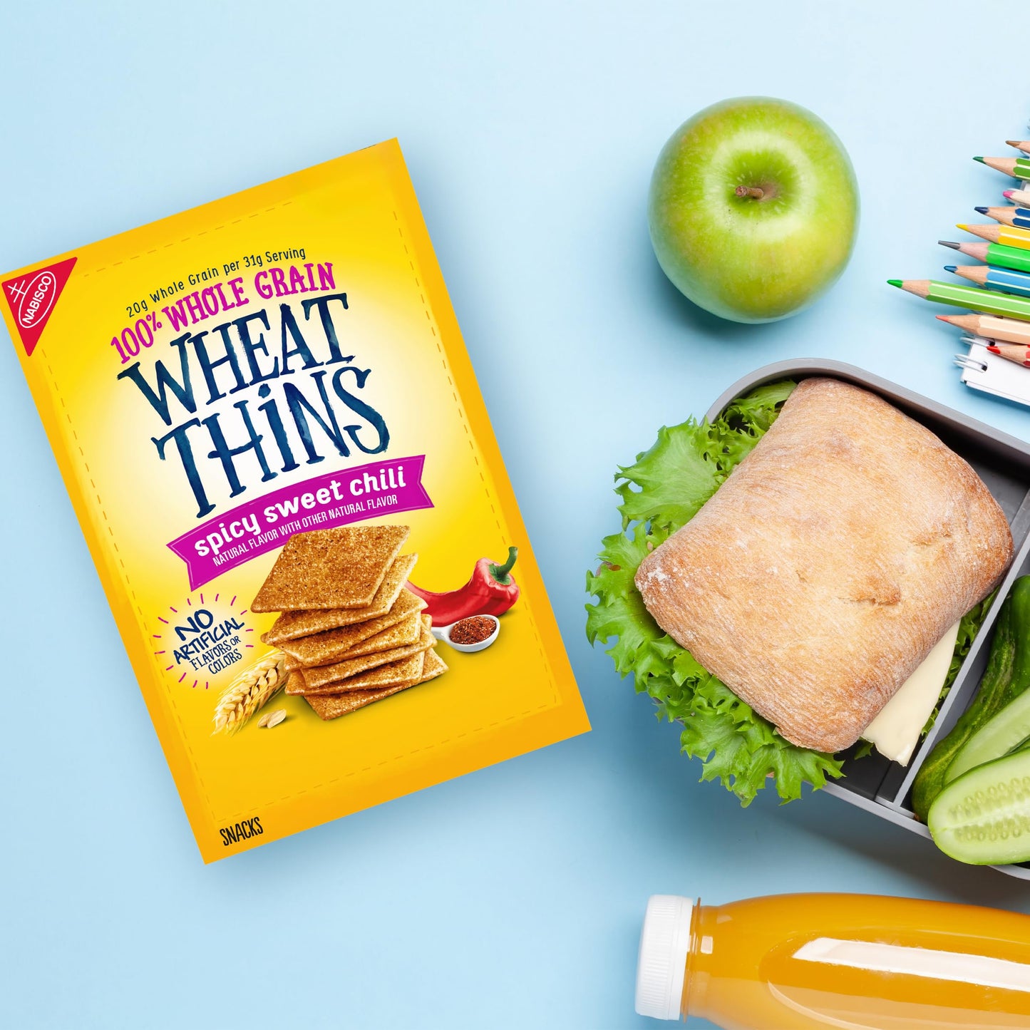 Wheat Thins Spicy Sweet Chili Snacks, Whole Grain Wheat Crackers, Snack Crackers, 8.5 oz