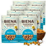 BIENA Chickpea Snacks - Crunchy Roasted Chickpeas - High Fiber Vegan Protein Snacks for Adults and Kids - 8-Pack, 5 Ounce Bags - Sea Salt