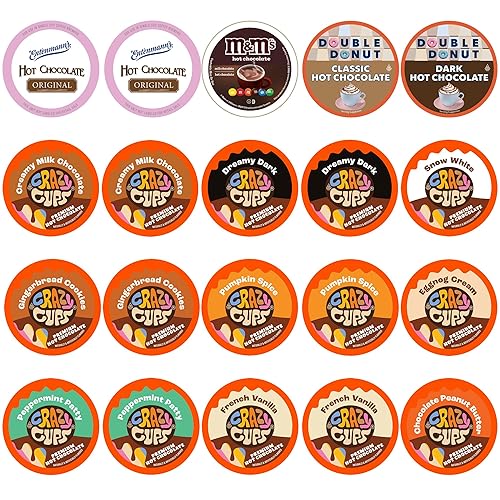 Perfect Samplers Hot Chocolate Pods Variety Pack Sampler, Hot Cocoa Single Serve Cups for Keurig K Cup Brewers, 20 Count