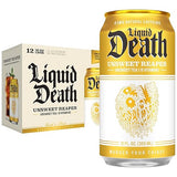 Liquid Death Iced Tea - Unsweet Reaper, Less Sugar*, Boost of Caffeine, B Vitamins, No Artificial Sweeteners, 12 Fl Oz (Pack of 12)