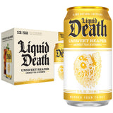 Liquid Death Iced Tea - Unsweet Reaper, Less Sugar*, Boost of Caffeine, B Vitamins, No Artificial Sweeteners, 12 Fl Oz (Pack of 12)