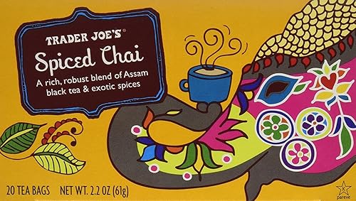 Trader Joe's Spiced Chai (A Rich, Robust Blend of Assam Black Tea & Exotic Spices), 20 Tea Bags (1 Box)
