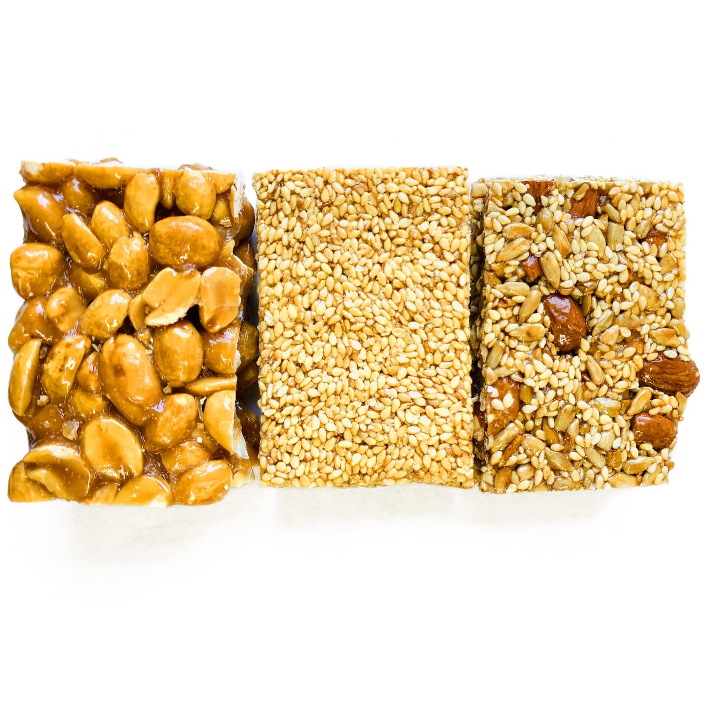 NY SPICE SHOP Crunch Bar - Pack of 3 Honey Bars (Peanut, Sesame & Honey Nut & Seed) - 12 Ounces Healthy Protein Snacks - Crunch Honey Candy - Great