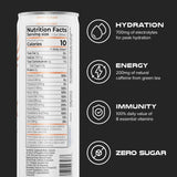 PHX Hydration Energy Drink - 700mg Electrolytes, 200mg Natural Green Tea Caffeine, 100% Daily Value 8 Essential Vitamins - 12 oz Cans (12 Pack) (12