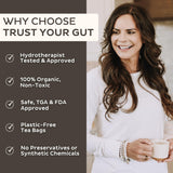 Trust Your Gut Organic Herbal Tea Blend - Lemon Balm, Holy Basil, Dandelion & Ginger Root - Supports Healthy Digestion & Gut Balance - Poha Berry, 30