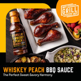 Hey Grill Hey | BBQ Sauce | Sweet and Savory, Chicken Sauce | BBQ Glaze | Salmon, Ribs | Grilling Essentials | Whiskey Peach