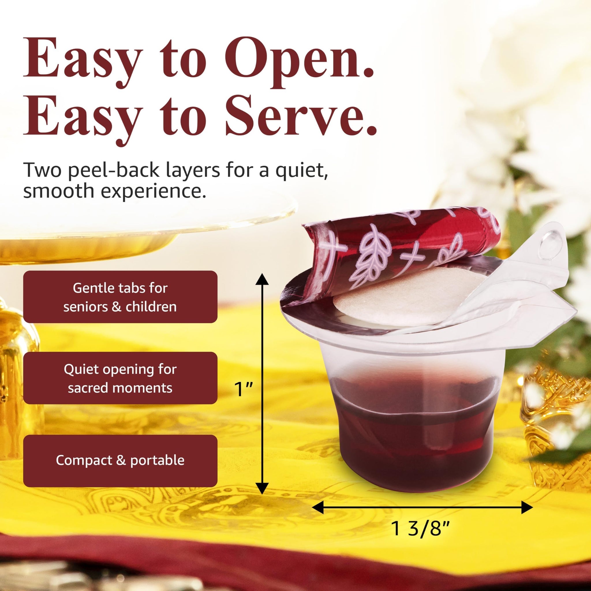 Prefilled Communion Cup and Wafer Set - Box of 30 Bread and Grape Juice for Holy Communion