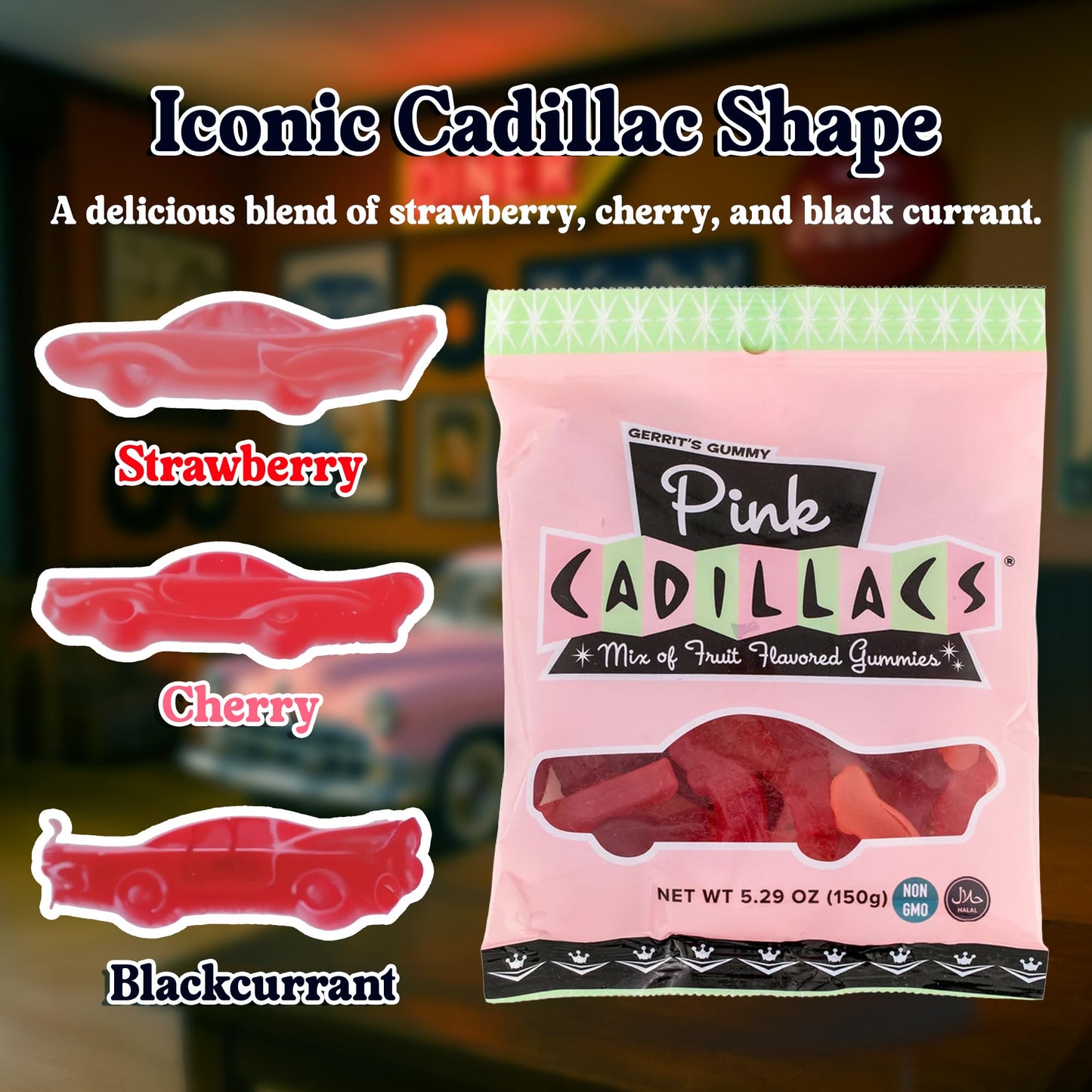 Gerrit's Gummy Pink Cadillacs, 5.2 Ounces