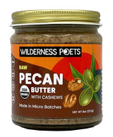 Wilderness Poets, Pecan Butter with Cashews - Organic & Raw (8 Ounce) - Glass Jar