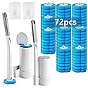 Disposable Toilet Brush and Holder Set, 2 Pack Toilet Wand Kit with 72 Refills, Wall Mounted Toilet Bowl Cleaner System Kit, Toilet Scrubber