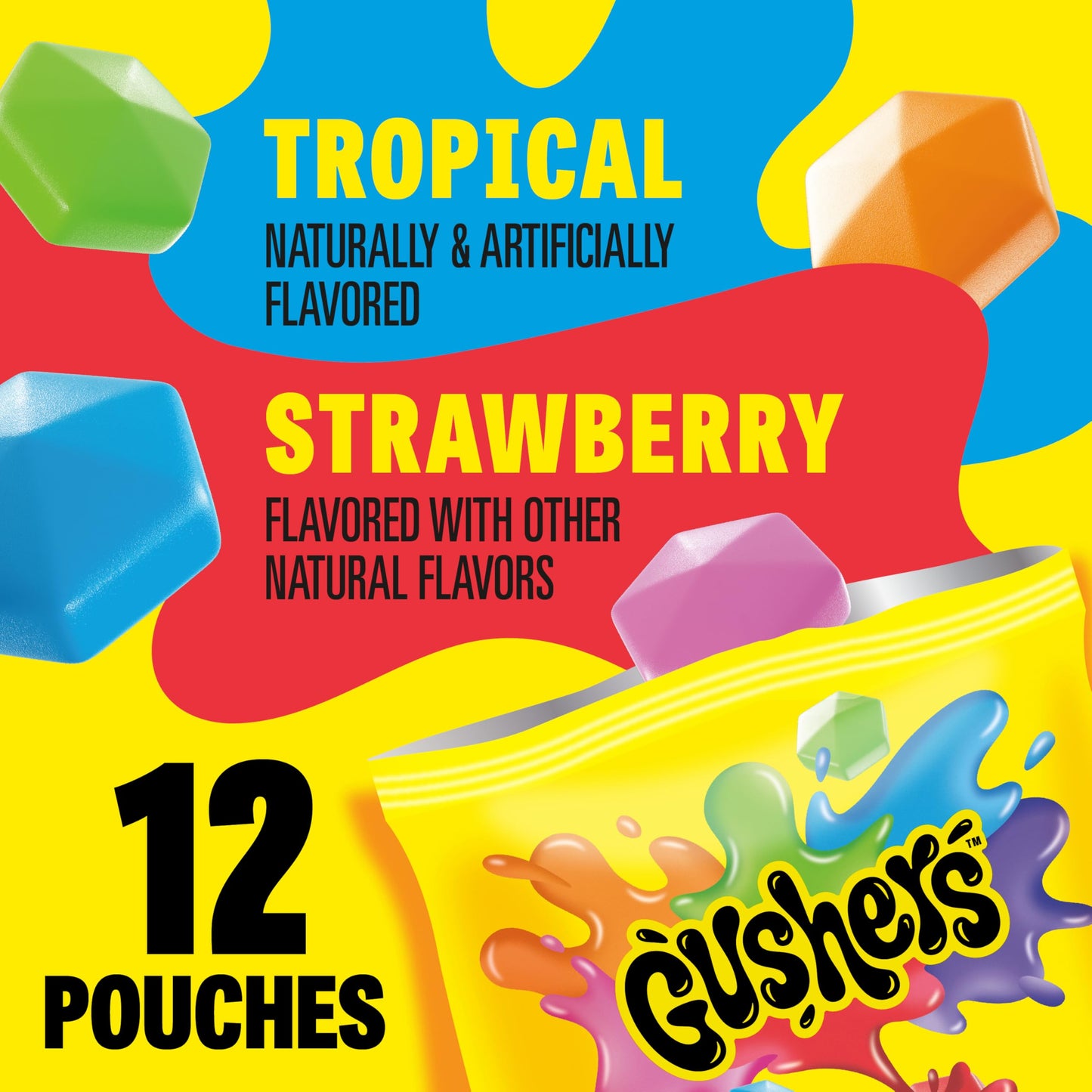 Gushers Fruit Flavored Snacks, Strawberry and Tropical Flavors, 12 ct