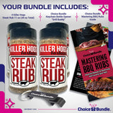 Killer Hogs Steak Rub Premium BBQ Barbecue Spice Seasoning 4 pk (44 oz) + Guide & Bottle Opener (6 Items)!