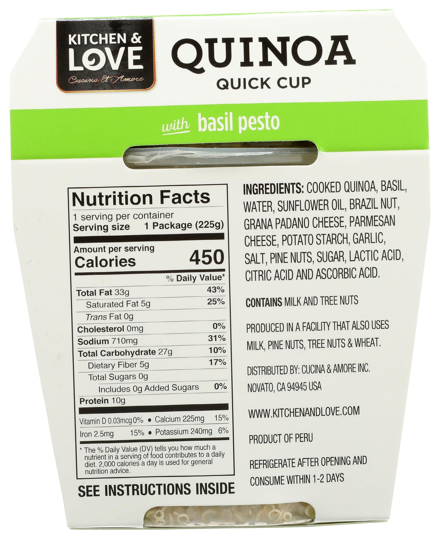 Cucina & Amore Quinoa RTE Meal, Basil Pesto, 7.9 Ounce