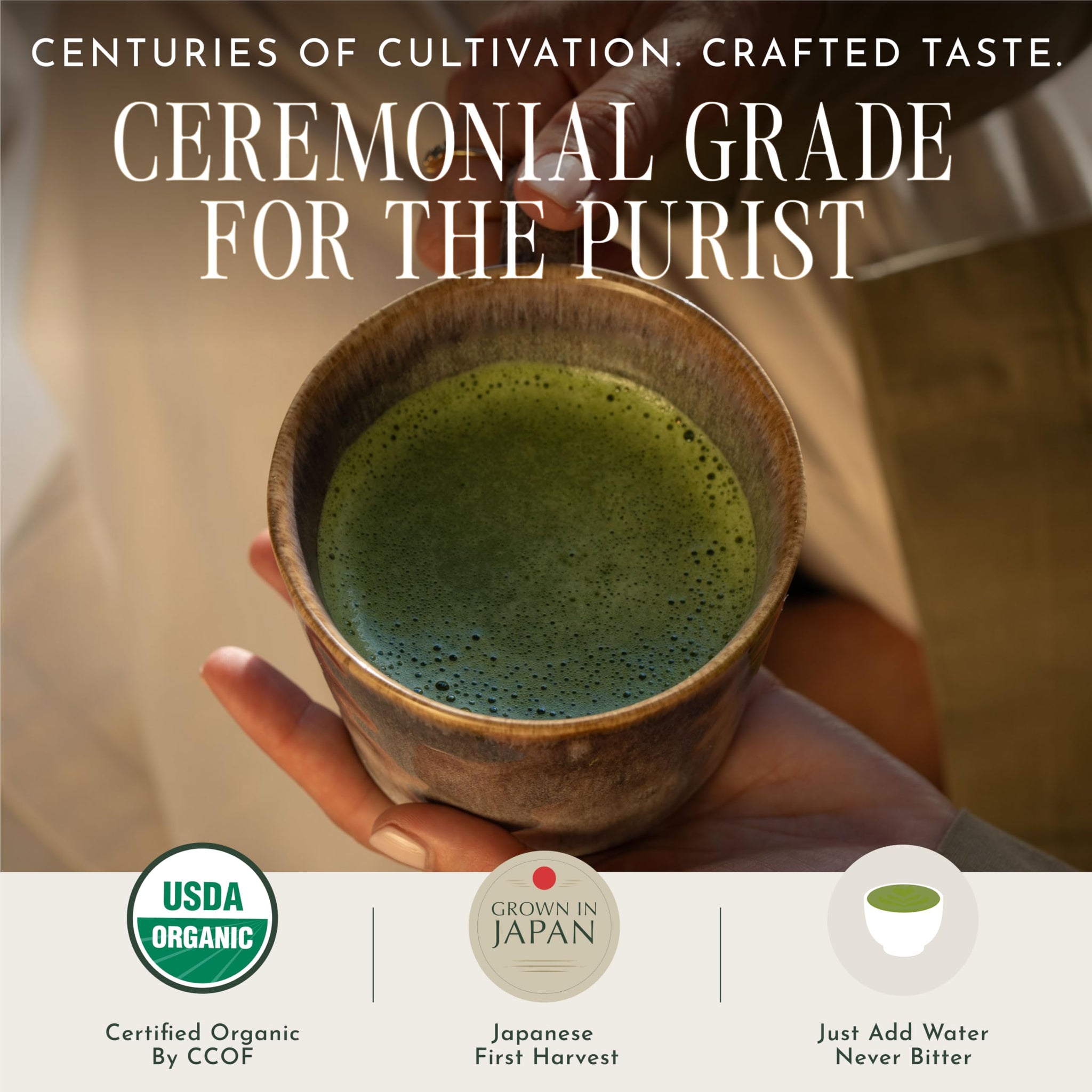 Encha Matcha - Ceremonial Grade Matcha Powder, Organic First Harvest Japanese Green Tea Powder, From Uji, Japan (60g/2.12oz)