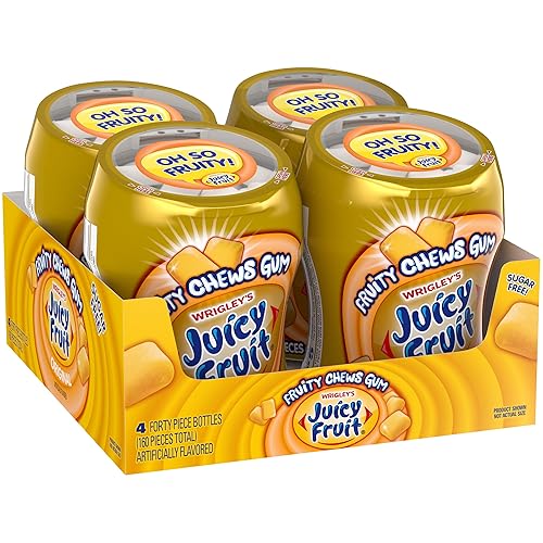 JUICY FRUIT Gum - Original Bubble Gum Bulk Pack, 40-Piece Bottle (4 Pack)