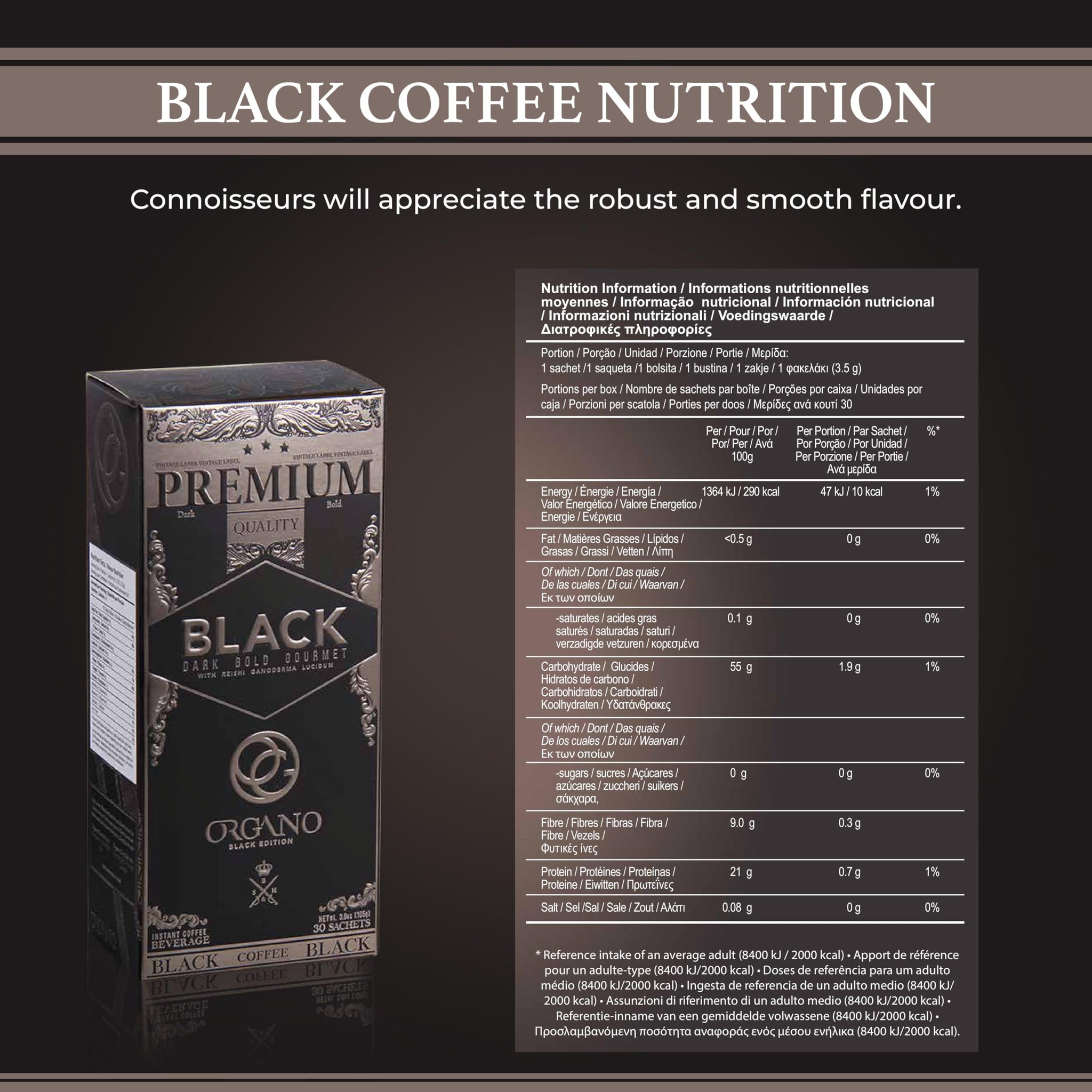 ORGANO 4 Boxes Gourmet Black Coffee, 100% Certified Ganoderma Lucidum (120 Sachets)