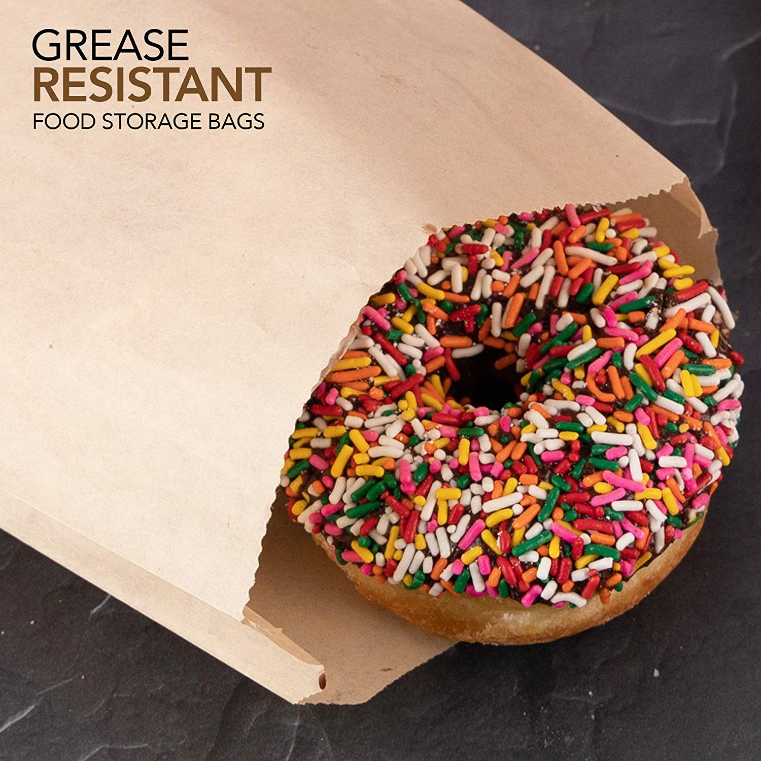 Kraft Brown Sandwich Bags (400 Pack) - Microwavable Unbleached Natural Kraft Paper Bags - Food Grade Grease Resistant Bags for Pastries, Cookies