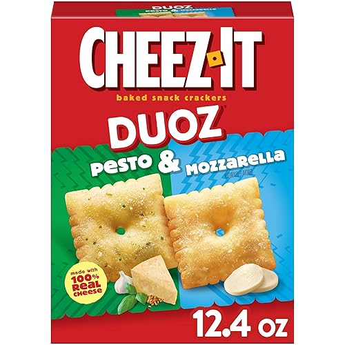 Cheez-It DUOZ Baked Snack Crackers, Lunch Snacks, Pesto and Mozzarella, 12.4oz Box (1 Box)