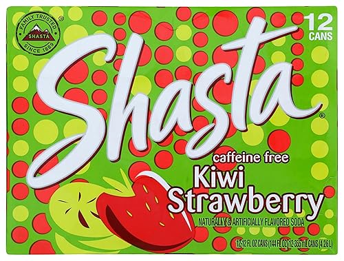 Shasta Kiwi Strawberry | Sweet Strawberry Meets Tart Kiwi | Caffeine-Free Soft Drink | 12-Pack of 12oz Cans | Fruity, Tropical, and Bursting