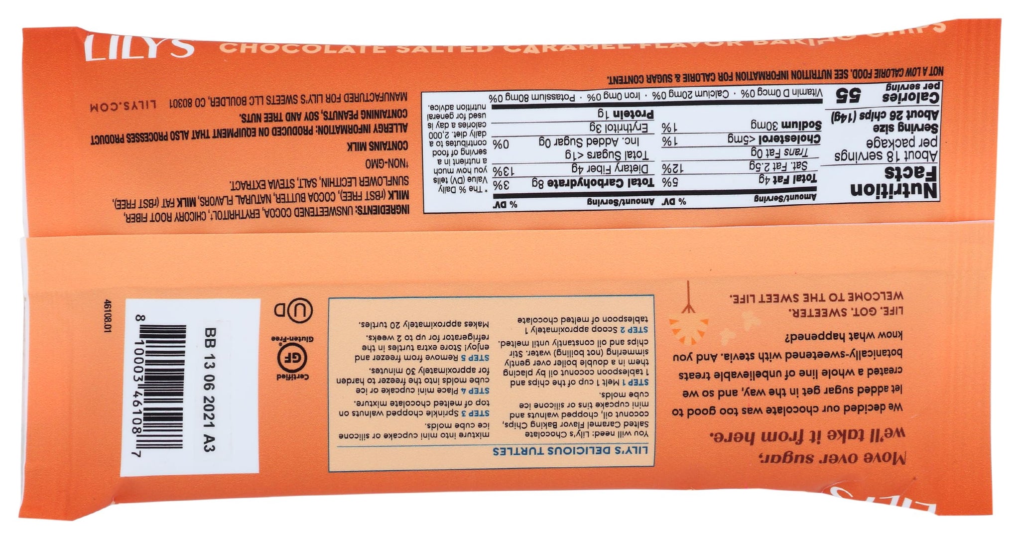 Lily's Sweets, 32% Cocoa Chocolate Salted Caramel Flavor Baking Chips, 9 Ounce