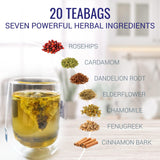 Nutri-Align Fasting Tea | 20 Herbal Tea Bags with Chamomile, Dandelion Root, Rosehips, Cinnamon Bark, Elderflower, Cardamom & Fenugreek | Caffeine