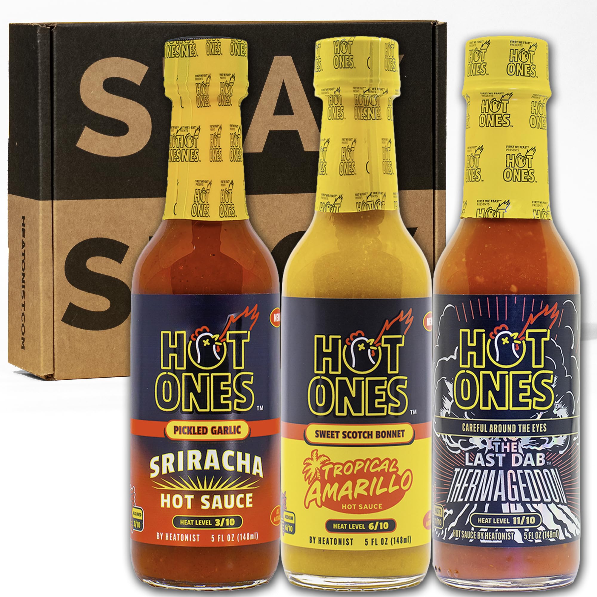 Hot Ones Hot Sauce Challenge Set - Season 28 Trio - Hot Sauces Gift Set - Variety Pack - Made with Natural Ingredients - Unique Small Batch Sampler