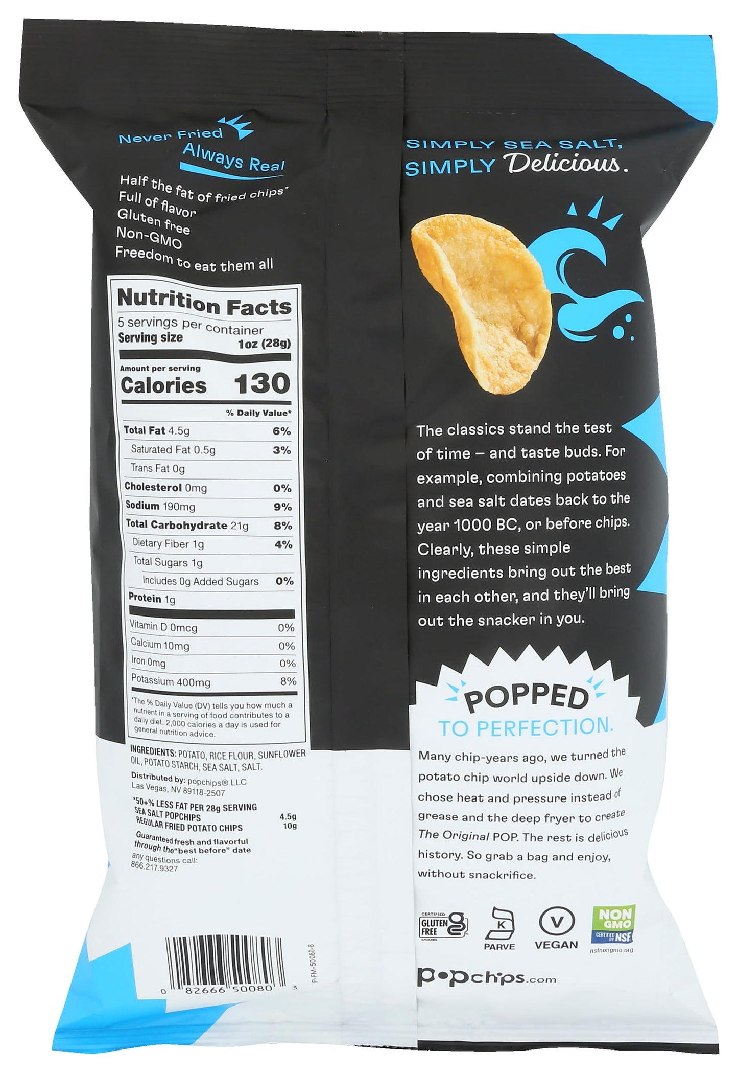popchips Potato, Sea Salt, 5 oz