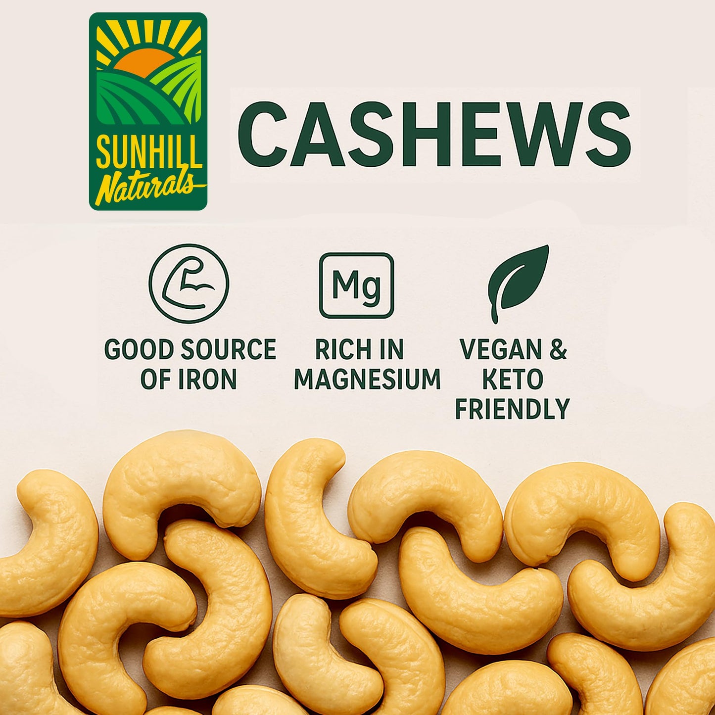 Sunhill Naturals Cashews Roasted Lightly Salted | Dry Roasted & Salted Cashews | Deluxe Nuts for Healthy Snacking | Protein Snacks for Adults |