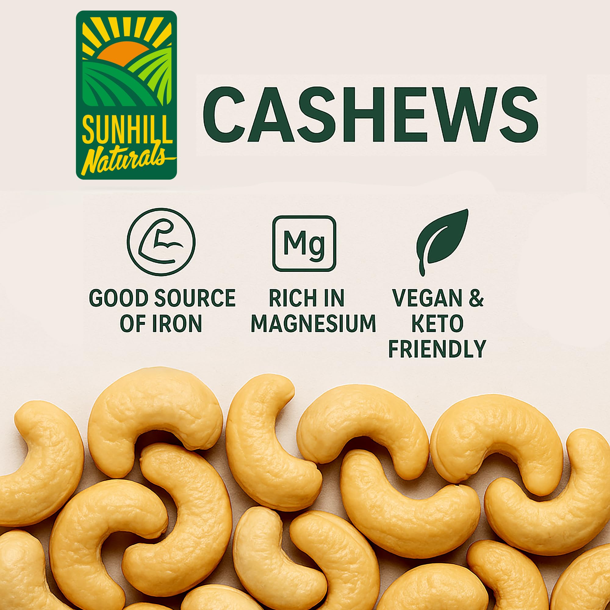 Sunhill Naturals Cashews Roasted Lightly Salted | Dry Roasted & Salted Cashews | Deluxe Nuts for Healthy Snacking | Protein Snacks for Adults |
