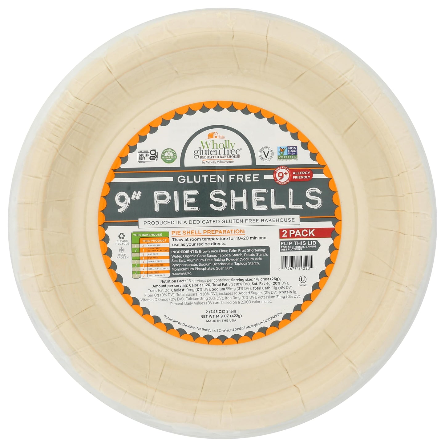 Wholly Wholesome, Pie Shell Gluten Free 9 Inch 2 Count, 14.9 Ounce