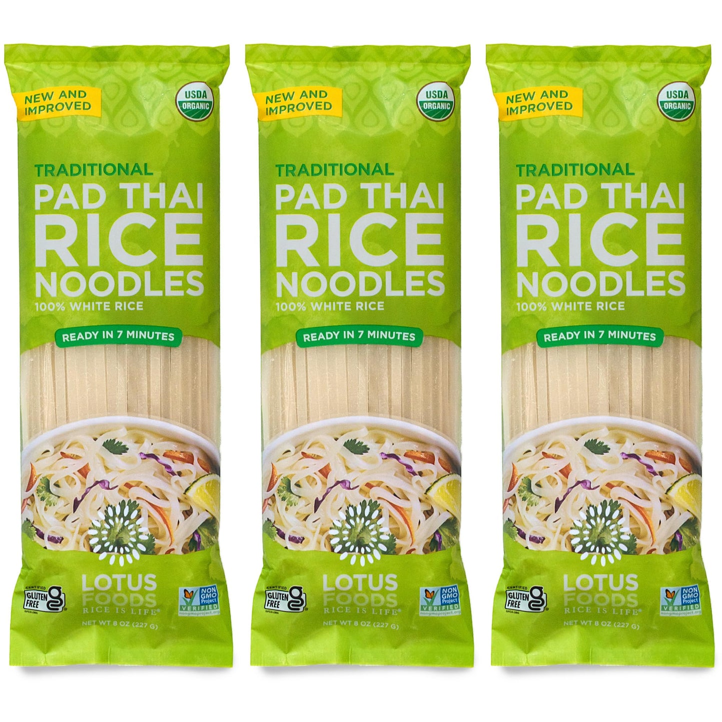 Lotus Foods Traditional Pad Thai Rice Noodles - Pad Thai Noodles, Asian Noodles, Gluten Free Noodles, Rice Noodles, Whole Grain, Non GMO, USDA Organic