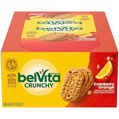 belVita Breakfast Bars Biscuits, Cranberry Orange, 8 Packs (4 Biscuits Per Pack)