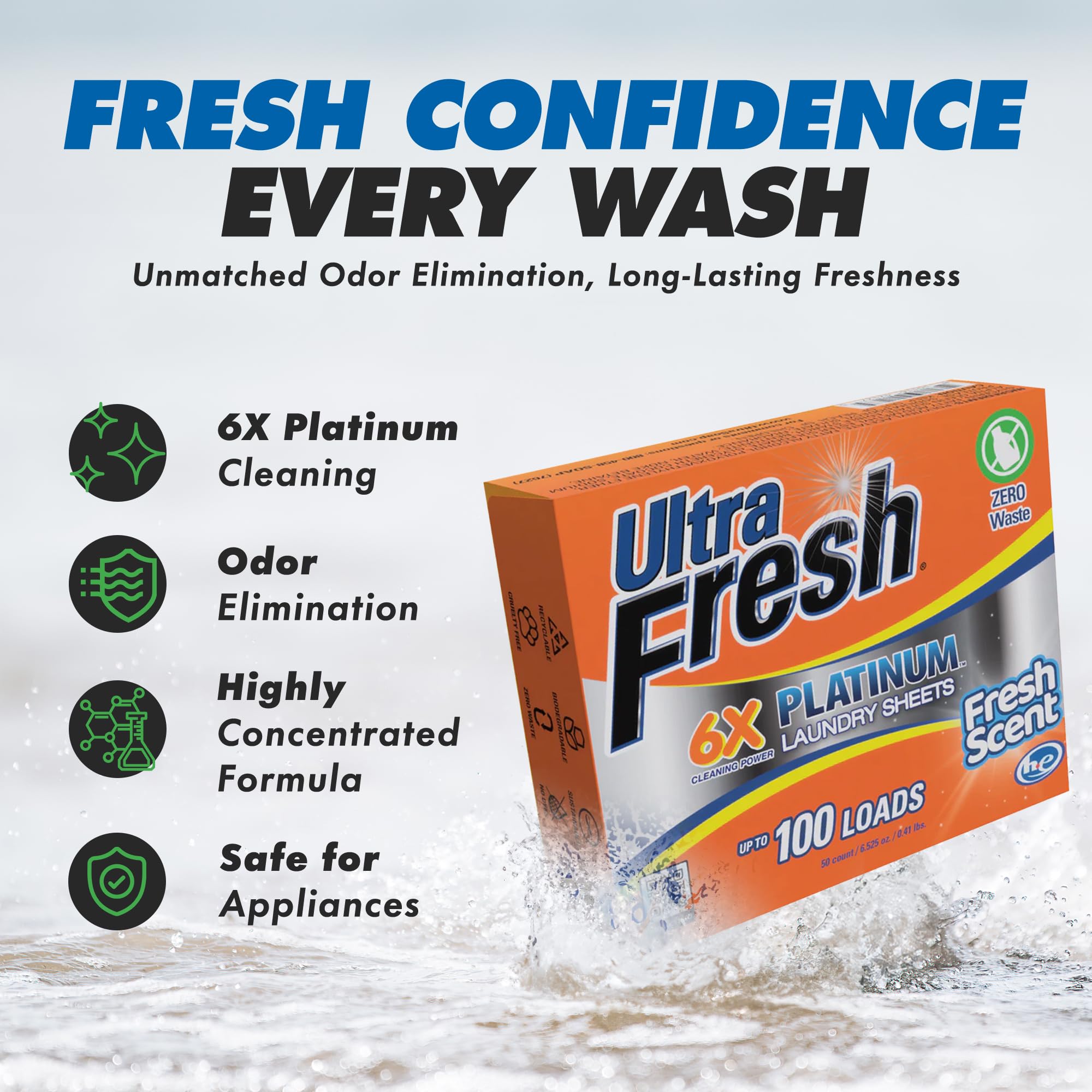 Ultra Fresh Platinum 2 Pack Laundry Soap Detergent Sheets, Ultra Concentrated, Stain Fighting, Fresh Scent, 200 Loads