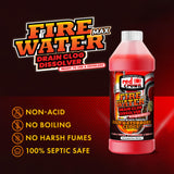 Fire Water Max Drain Clog Dissolver, Hair Clog Liquid Cleaner & Remover for Any Sink Shower Tub Pipe Drains Septic Safe, 5X Faster Action, 1 Quart