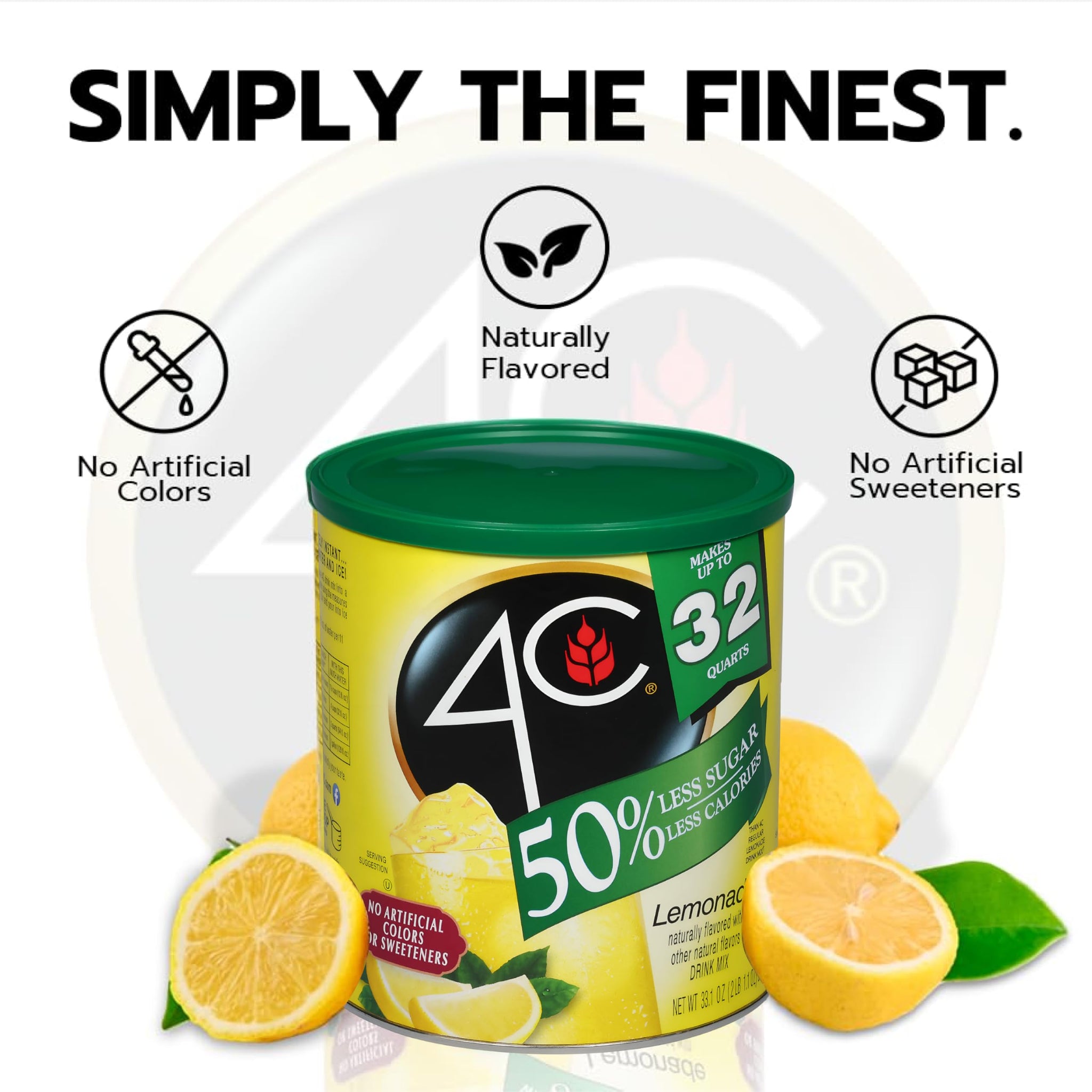 4C Reduced Sugar Powdered Drink Mix Canisters, Iced Tea 1 Pack, 28 Quarts, Family Sized Canister, Thirst Quenching & Refreshing Flavors (Lemonade