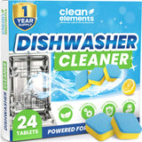 Dishwasher Cleaner Tablets & Deodorizer - 24 Pack (12 Month Supply) Deep Cleaning Descaler Pods, Removes Limescale, Hard Water, Calcium, Grease