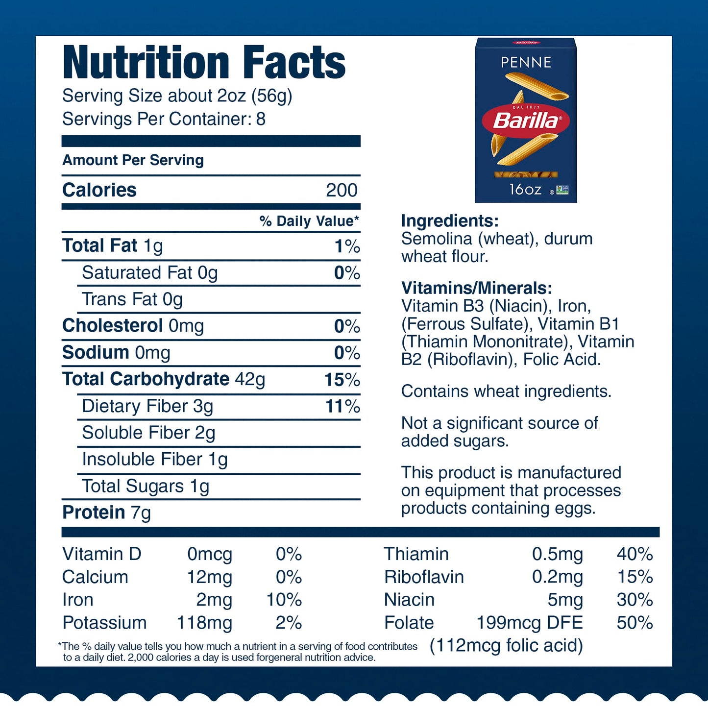 Barilla Penne Pasta, 16 oz. Box (Pack of 8) - Non-GMO, Made with Durum Wheat Semolina - Kosher Certified