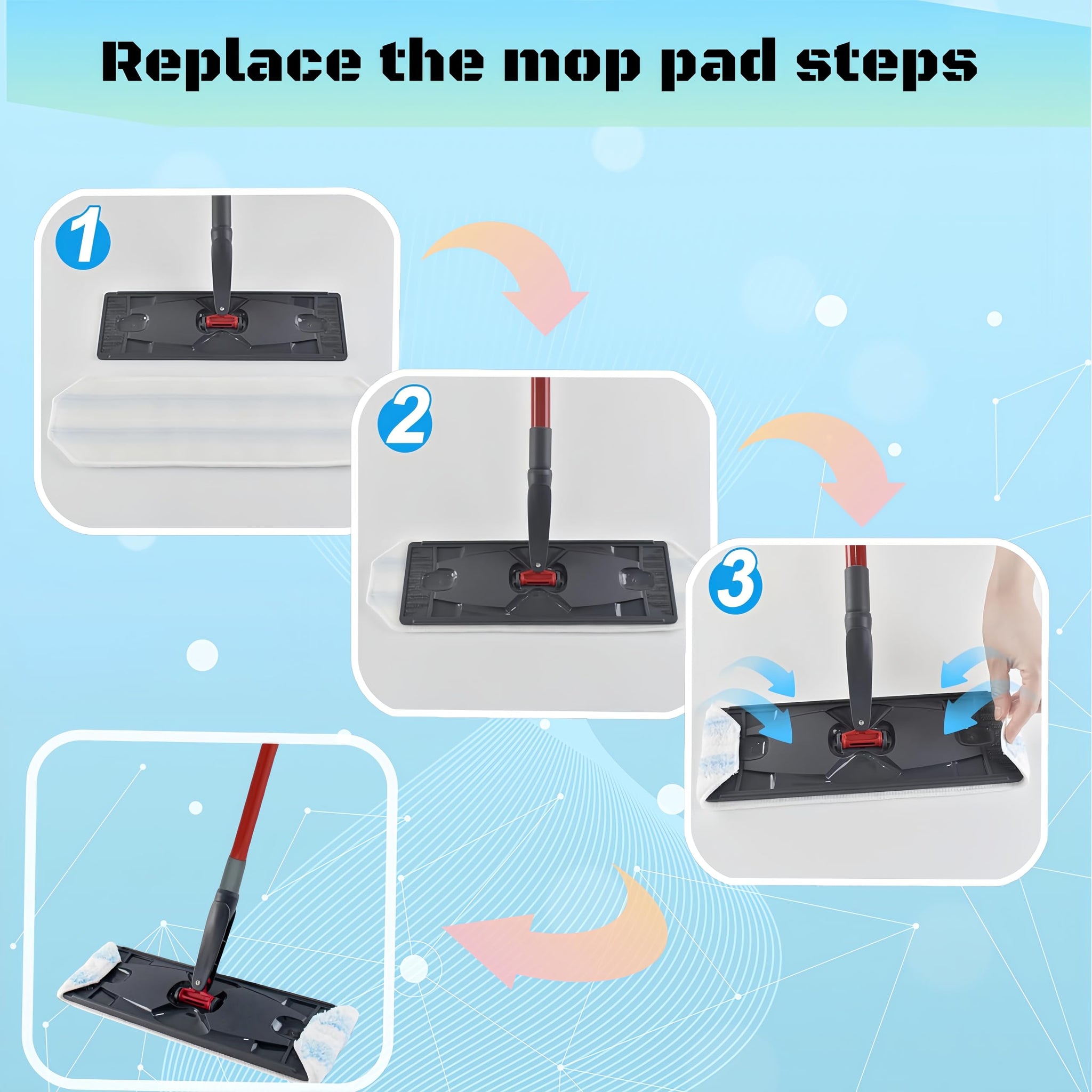 5 Pack H2prO Mop Pads Compatible with O Ceda H2PrO Flat Mop System, 100% Microfiber Mop Head Replacements, Washable and Reusable for H2prO Mop