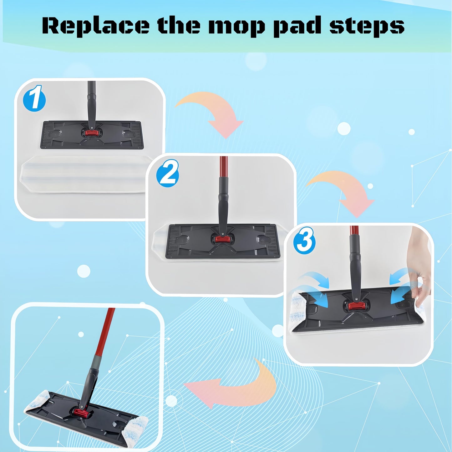 Avaenzo Mop Replacement Pads for OCedar H2prO Flat Mop System 3 Pack Machine Washable and Reusable Microfiber Mop Heads Replacements, Mop Refills Safe