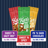 Kar’s Nuts Sweet ‘N Salty Trail Mix Variety Pack, Pack of 24 - Sweet ‘N Salty, Sweet ‘N Spicy, Peanut Butter ‘N Dark Chocolate - Individually Wrapped