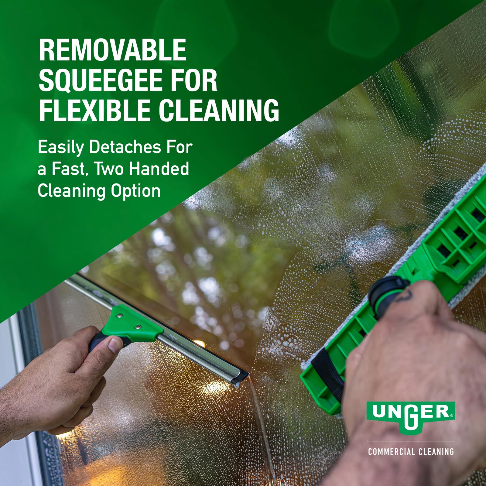 Unger Commerical VisaVersa Window Cleaning Washer and Squeegee Pro Tool 14”/35cm - 2-in-1 Design with Microfiber Pad for Window Cleaners - VV350