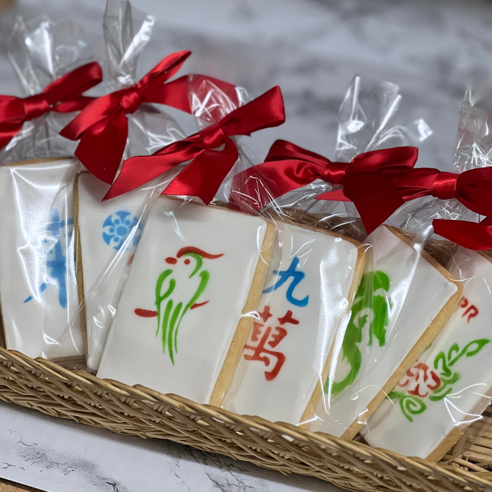 Mahjong Tile Cookies- Set of 6 Crunchy Shortbread Cookies Individually Wrapped by BakersDozenToGo