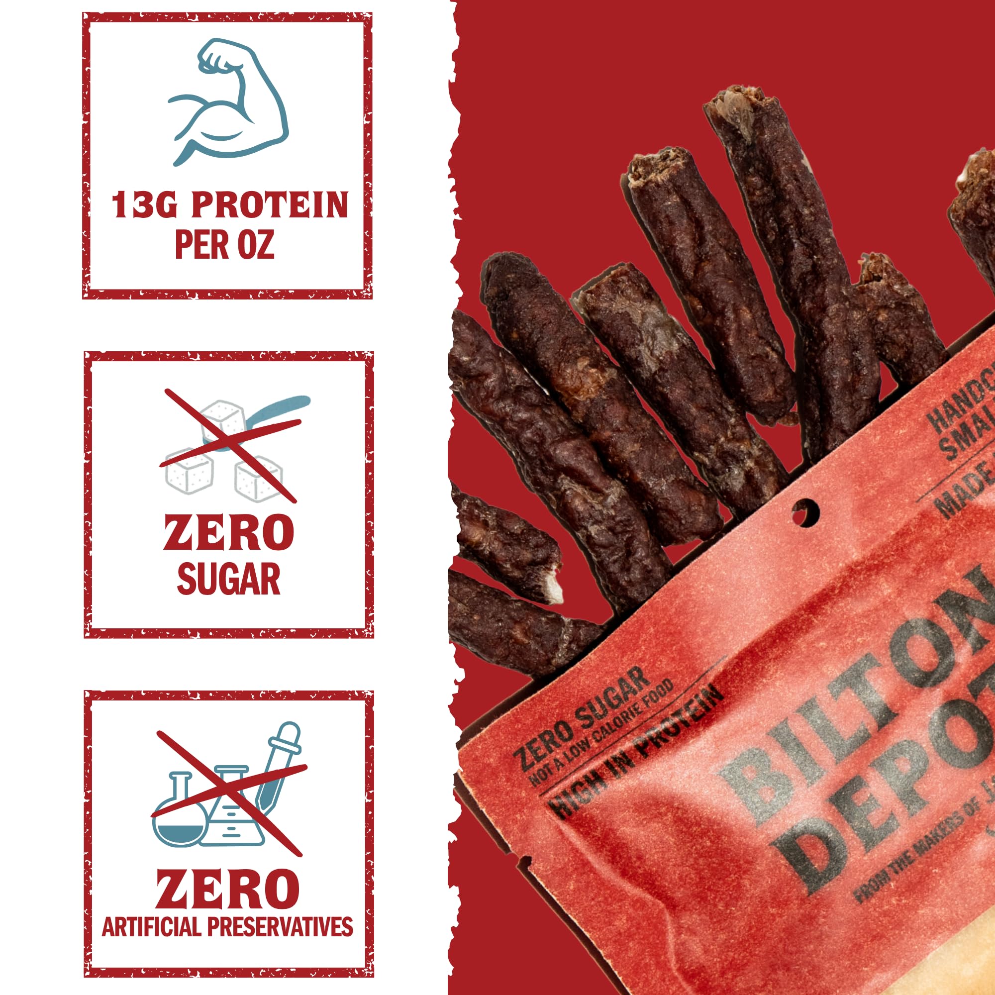 Biltong Depot Original Drywors - 1lb (16oz) | Air-Dried Beef Snack Sticks | High Protein | Keto & Paleo Friendly | Zero Sugar | Gluten Free | No