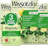 Wissotzky Nana Mint & Lemon Fusion Herbal Tea (3 Pack - 60 Tea Bags) | Invigorating Blend | Caffeine Free Tea | Digestive Support