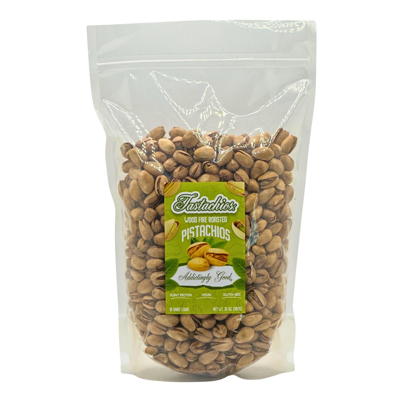Tastachios Wood Fire Roasted Pistachios 2LB Bag - Original Flavor - Gluten-Free, Plant-Based Protein, Non-GMO, Keto-Friendly - Vegan Snack - Roasted