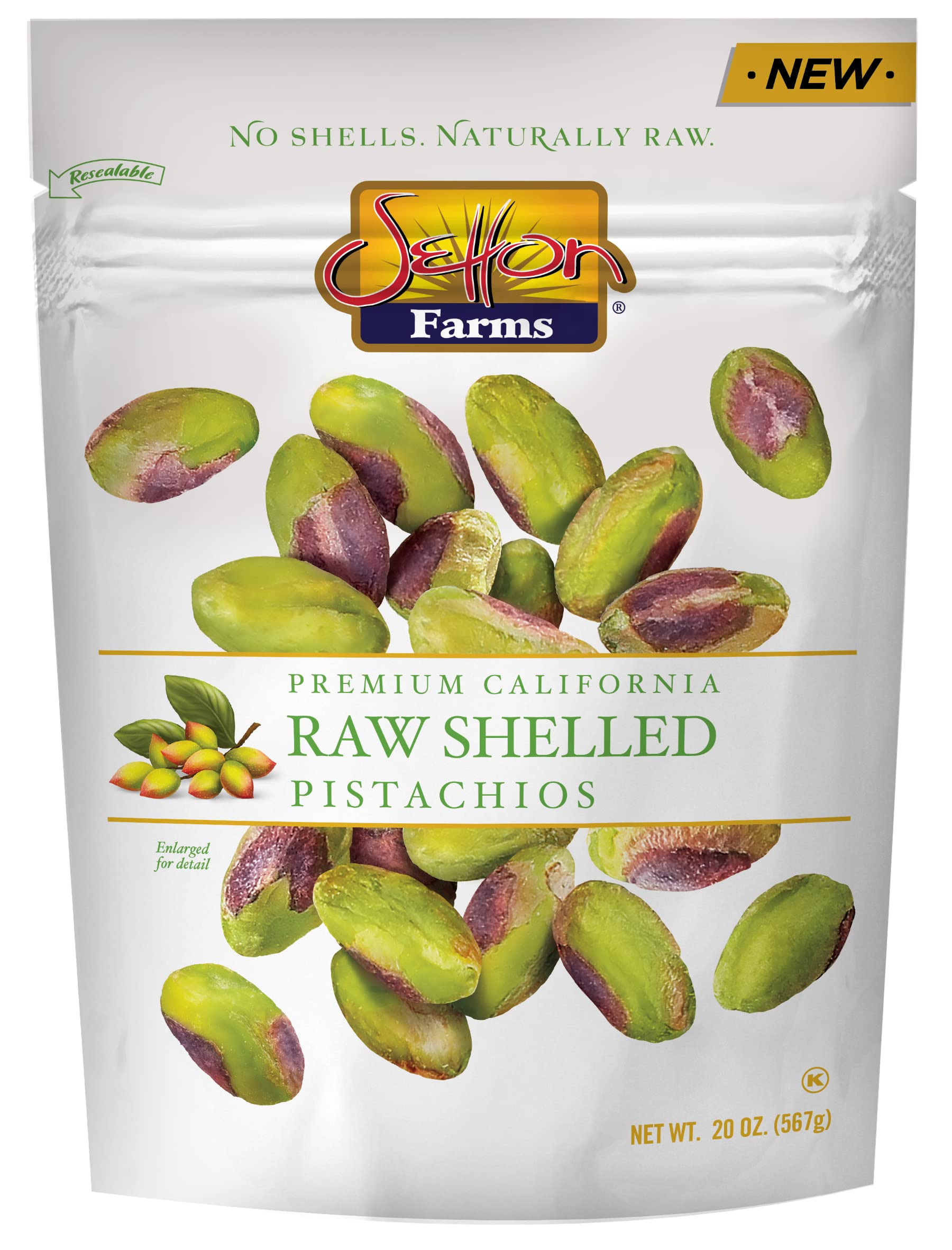 Setton Farms Naturally Raw Shelled Pistachios 20 oz Value Bag, No Shell Pistachios, Non-GMO Project Verified, Certified Gluten Free, Vegan and Kosher