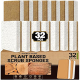 Aheroi Natural Dish Sponge, 32 Count FSC Certified Plant-Based Biodegradable Compostable Kitchen Sponges for Dishes Bulk, Organic Eco Friendly