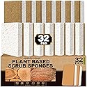 Aheroi Natural Dish Sponge, 32 Count FSC Certified Plant-Based Biodegradable Compostable Kitchen Sponges for Dishes Bulk, Organic Eco Friendly