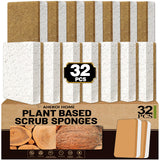 Aheroi Natural Dish Sponge, 32 Count FSC Certified Plant-Based Biodegradable Compostable Kitchen Sponges for Dishes Bulk, Organic Eco Friendly